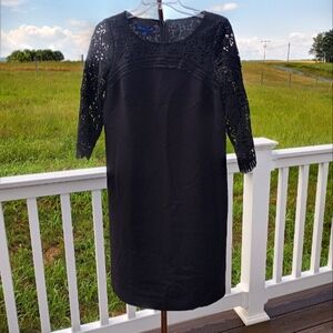 Brand New Talbots Black Luxe 3/4 Sleeve Dress 6P